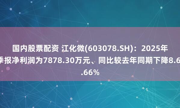 国内股票配资 江化微(603078.SH)：2025年三季报净利润为7878.30万元、同比较去年同期下降8.66%